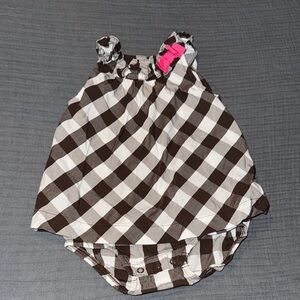 Brown and White Checkered Kids Romper